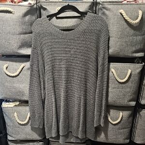 Gray V-Neck Women's Sweater